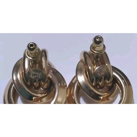 Vintage Earrings Kenneth Jay Lane Pirced Louped Circles Goltone Signed Chunky - Picture 5 of 7